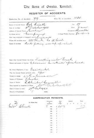 Sons of Gwalia Mining Accidents Register Acc 1614A/137
