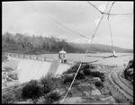 Mundaring Weir, completed and overflowing with first winter rains