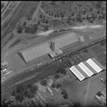 Aerial photograph of wheat storage shed, Jan. 1970 [picture]