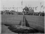 Water entering Mt Charlotte Reservoir at the opening of the Goldfields Water Supply Scheme, 24 January 1903 [picture]
