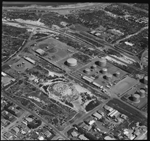 Aerial photograph of the Mobil Oil depot, Geraldton, 23 April 1971