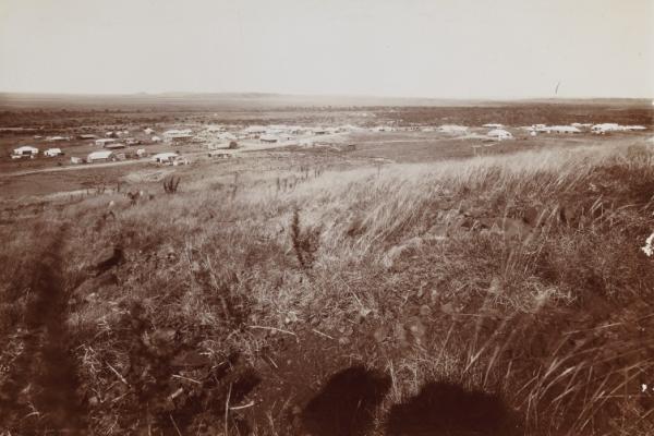 View across Roebourne toward Harding River to country beyond about 1890 
