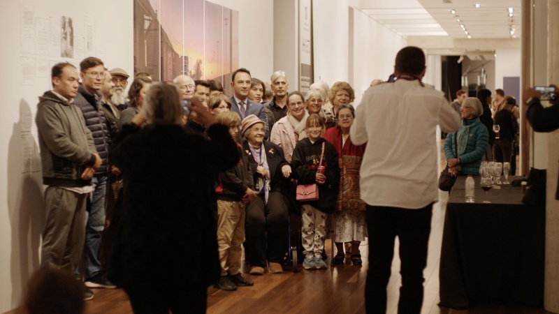 Cameleer Descendants pose for a group photo at Hawke Centre Exhibit Production still from the film Watander My Countryman