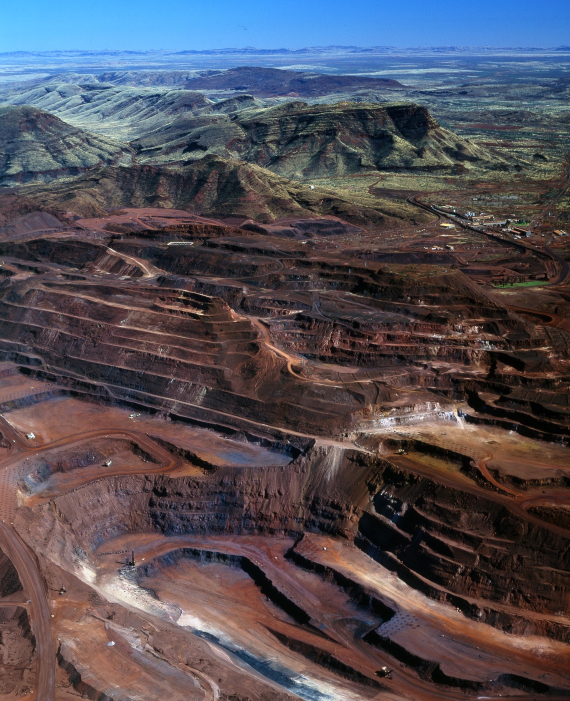 Aerial photograph of the Mt Tom Price iron ore mine 1972