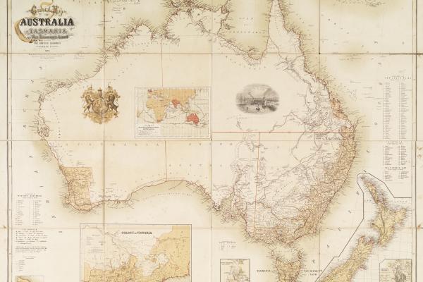 Map of Australia and Tasmania or Van Diemens Land showing the British colonies as divided into counties 1857