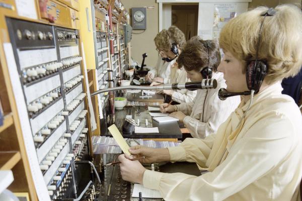 Telephonists taking messages at UTAS Communications Centre West Perth