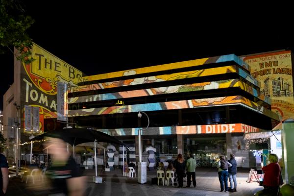 Audio and visual projection State Library building facade