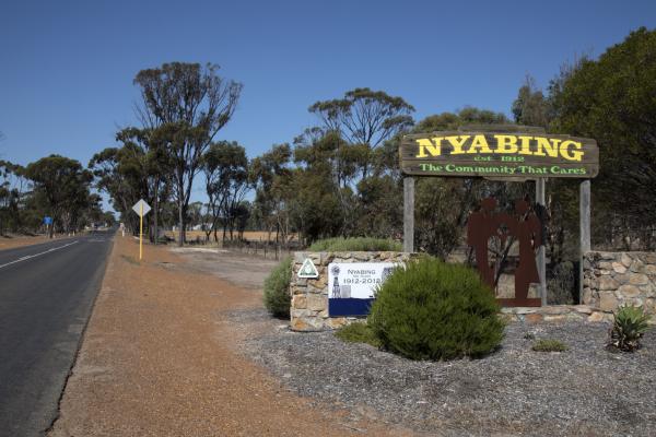 Entry sign for the town of Nyabing 2018