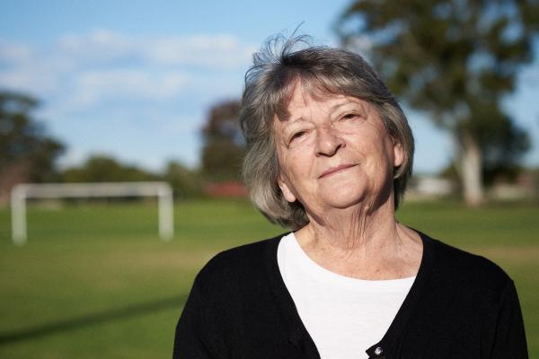 portrait of Marilyn Learmont on a soccer field