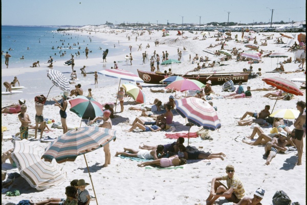 Beachgoers on City Beach ca 1972