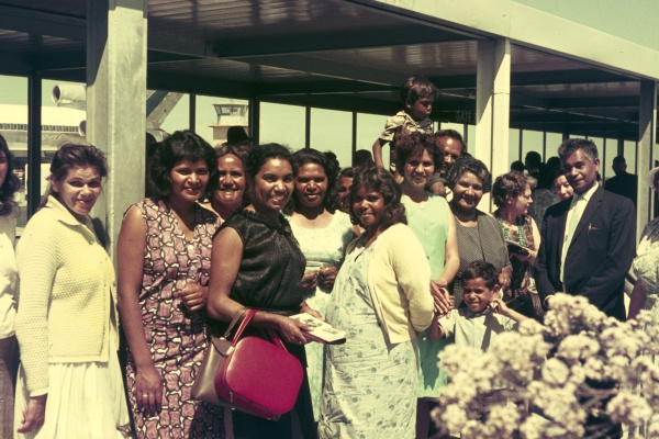 Joyce Mercy arriving at Perth Airport to visit Aboriginal Groups in Perth ca1962