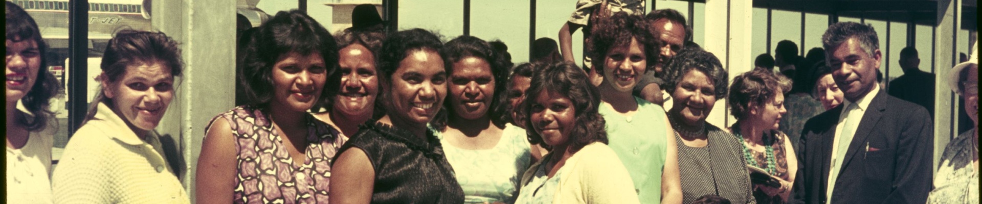  Joyce Mercy arriving at Perth Airport to visit Aboriginal Groups in Perth ca1962