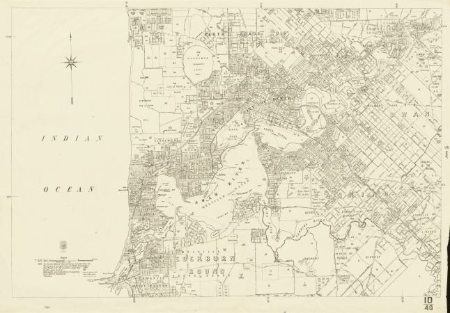 Western Australia Bonnes 40 chain cadastral map 1D40 1917