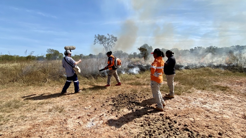 Recording the burn with Nyul Nyul rangers at Beagle Bay