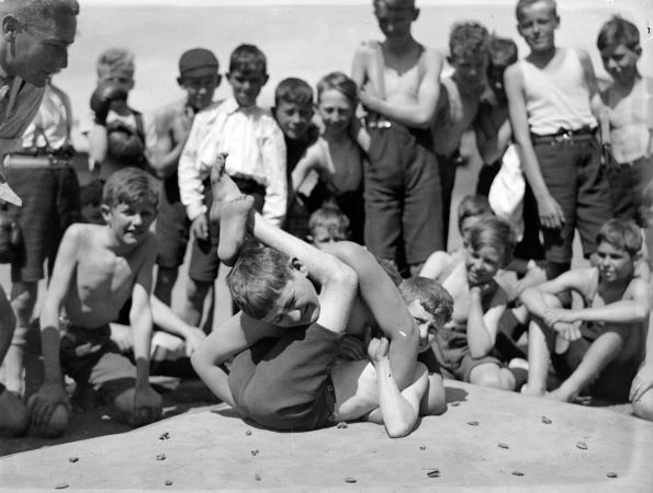 Wrestling at James Street School 1929