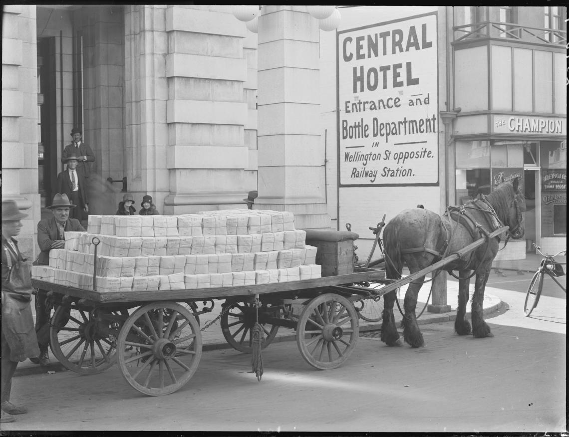 Horse cart loaded with mail 1930