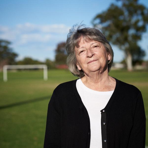 portrait of Marilyn Learmont on a soccer field