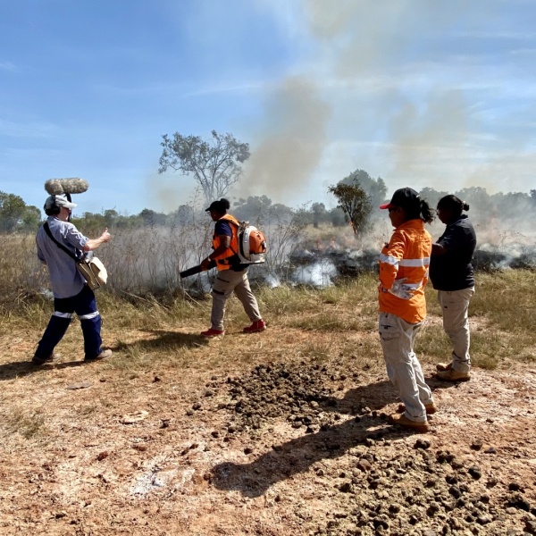 Recording the burn with Nyul Nyul rangers at Beagle Bay